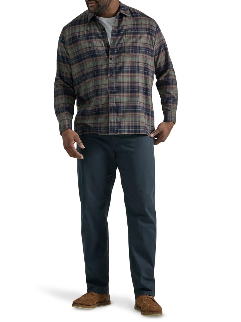 Lee Men's Big & Tall Extreme Motion Flat Front Regular Straight Pant Navy 48W x 29L - Image 2